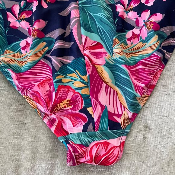 Kona Sol Floral Hibiscus One Piece Swimsuit Size 20W Bikini Strappy Ruched - Picture 6 of 9